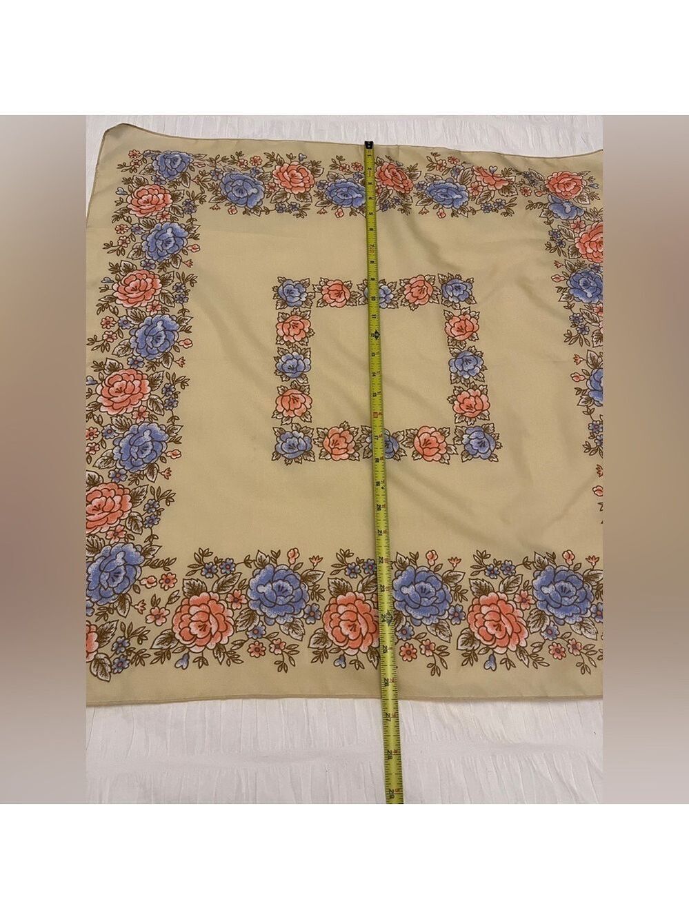 VINTAGE Square Floral Scarf Made Italy Floral Pattern Cottagecore Neck Scarf - Picture 10 of 10
